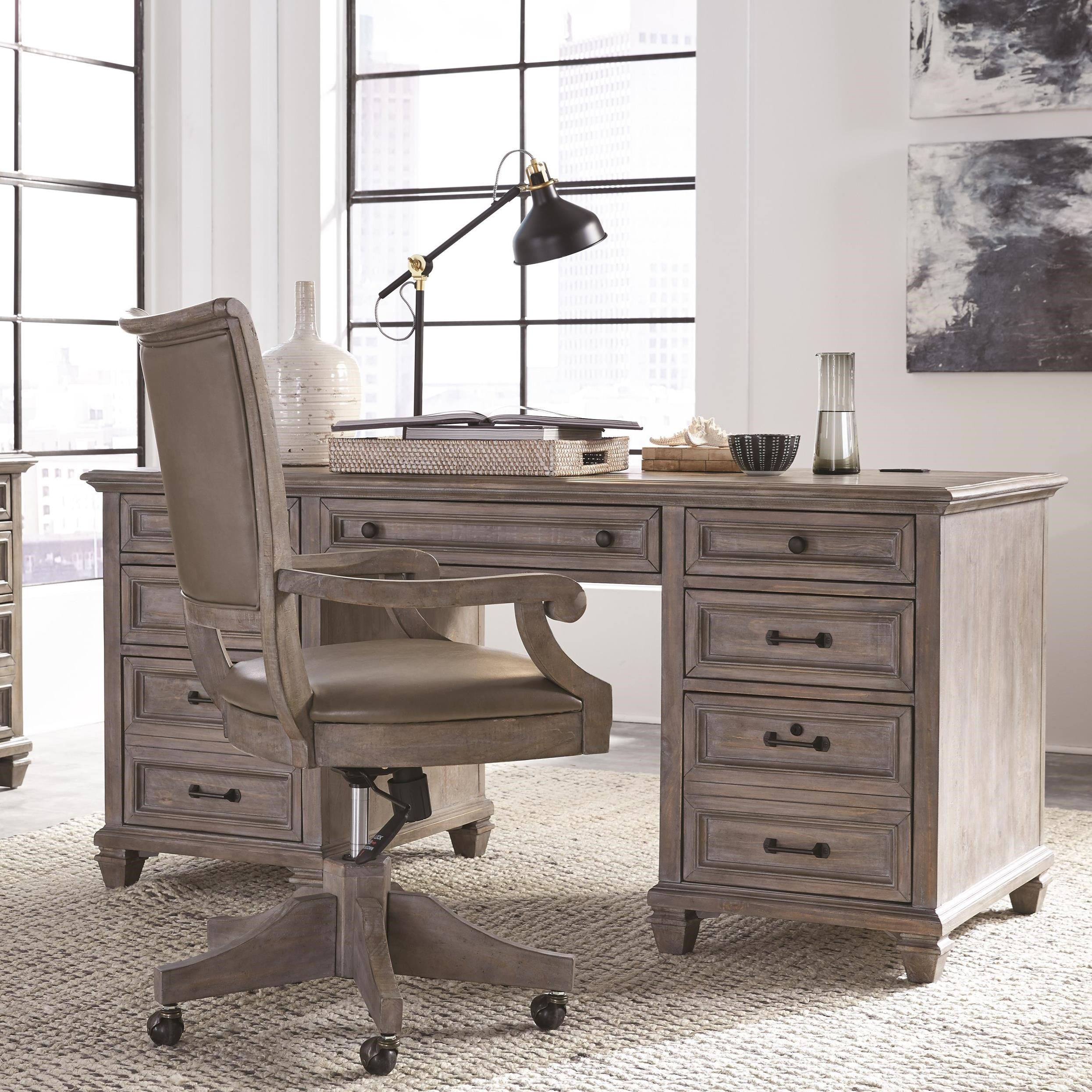 Magnussen Home Lancaster Rustic Credenza with Locking File Drawers